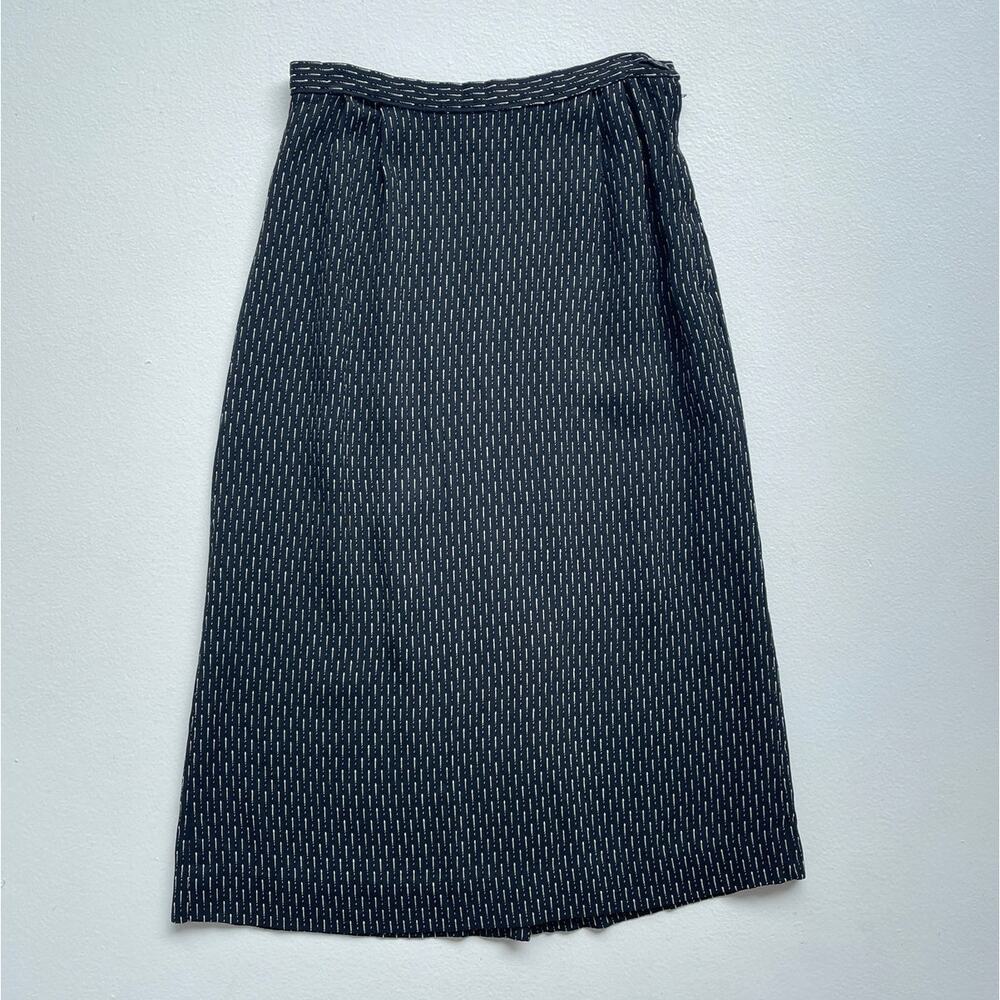 Vtg 40s 50s Black + White High Rise Pencil Skirt / Side Zip / Sz XS Pin Up Retro